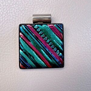 STERLING SILVER 925 VINTAGE TAXCO MEXICO DICHROIC GLASS ART PENDANT